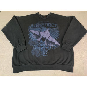 Vintage Air Force Sweater Men 2XL Pullover Sweat Shirt Crew Neck Black Jet Plane